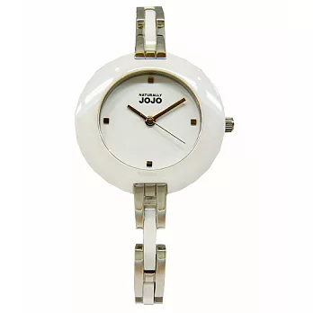 NATURALLY JOJO 幸福旋律時尚優質陶瓷女性腕錶-白-JO95274-80F