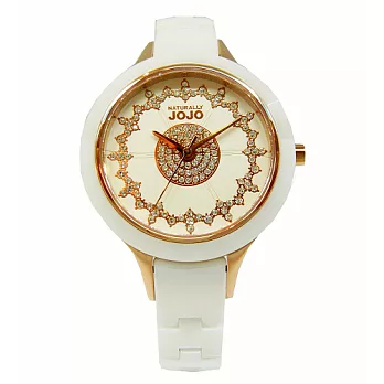 NATURALLY JOJO 綻放光芒晶鑽時尚女性陶瓷腕錶-玫瑰金-JO96845-80R