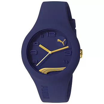 PUMA 動感延伸運動腕錶-金x藍/小