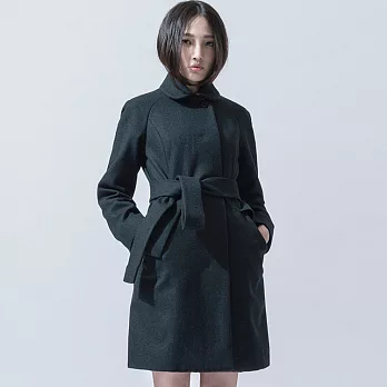 【iohll】女毛料風衣S深綠色