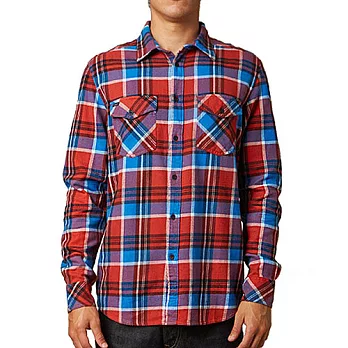 『摩達客』美國進口知名時尚休閒品牌【Fox】紅藍方格紋長袖襯衫S
