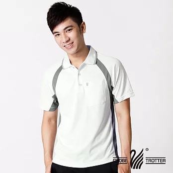 【遊遍天下】MIT台灣製男款抗UV涼爽吸濕排汗機能POLO衫(S019)L白/灰
