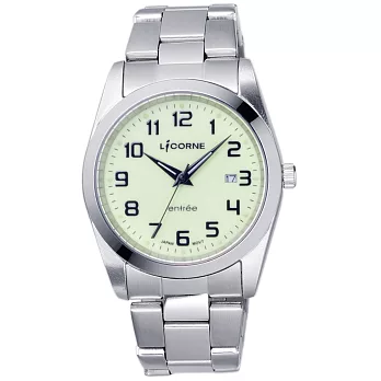 LICORNE entrée 時刻解謎日期腕錶-銀x綠/36mm