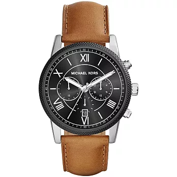 Michael Kors Hawthorne 大膽追求計時腕錶-黑x咖啡