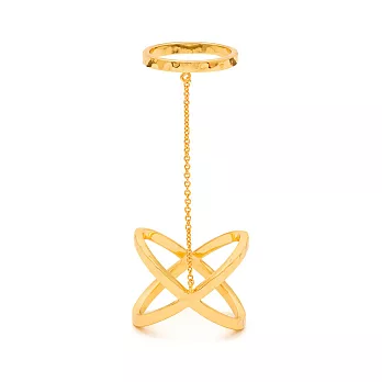 GORJANA手工冰裂紋 幸運雙十字 指節戒 尾戒 雙戒指套組 鑲18K金