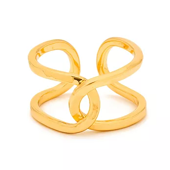 GORJANA 手工冰裂紋 幸運雙環扣 指節戒 尾戒 鑲18K金 可雙面配戴3號