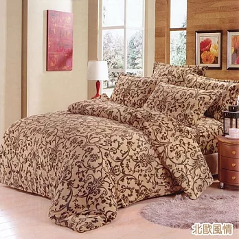 【法式寢飾花季】時尚典藏-雙人法蘭絨兩用被全鋪棉床包組(北歐風情5*6.2尺)