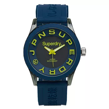 Superdry極度乾燥 Tokyo系列炫彩視覺運動腕錶-綠x深藍x大