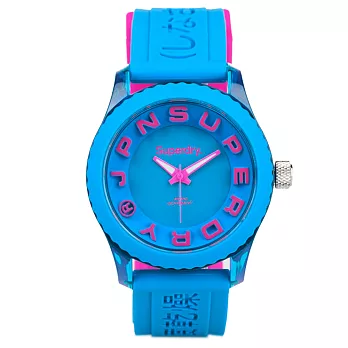 Superdry極度乾燥 Tokyo系列炫彩視覺運動腕錶-桃紅x藍x小