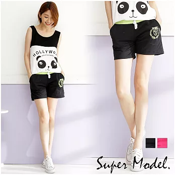 【名模衣櫃】夏日印花休閒短褲-共7色(M-XXL) MPINK-黑