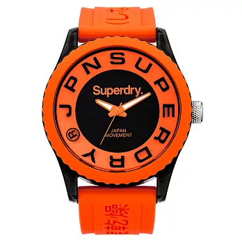 Superdry極度乾燥 Tokyo系列炫彩視覺運動腕錶-黑x橘x大