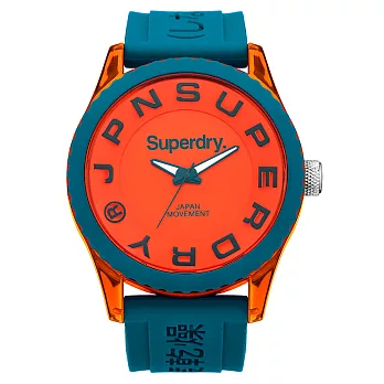 Superdry極度乾燥 Tokyo系列炫彩視覺運動腕錶-橘x藍x大