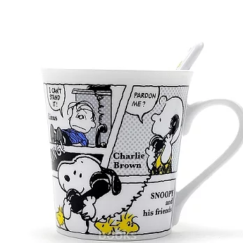 日本進口PEANUTS【Snoopy友誼大串聯】馬克杯湯匙組