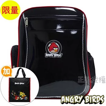 【Angry Birds憤怒鳥】書包+補習袋-高級亮面護脊款(二色)深邃黑