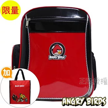 【Angry Birds憤怒鳥】書包+補習袋-高級亮面護脊款(二色)氣質紅