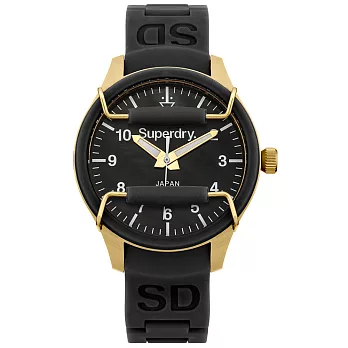 Superdry極度乾燥 Scuba系列英式休閒復古腕錶-黑x金框