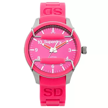 Superdry極度乾燥 Scuba系列英式休閒復古腕錶-桃紅