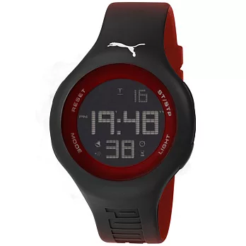 PUMA 漸層暈染電子腕錶-黑x紅