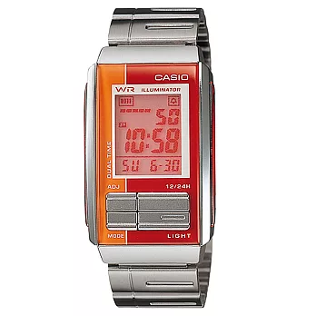 CASIO 復刻回憶運動電子腕錶-紅橘