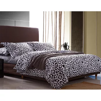 【法式寢飾花季】時尚典藏-雙人真愛黑白天絲絨被套床包組(莎賓娜5*6.2尺)