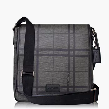 【COACH 男仕品味】PVC / 側肩 / 斜肩 / 多功能包_格紋黑