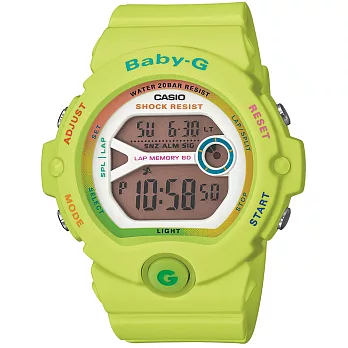 CASIO BABY-G 搖滾盛宴時尚運動腕錶-螢光綠