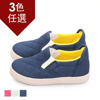 FUFA MIT 布面壓縫格紋懶人鞋(MB11) - 共三色16深藍
