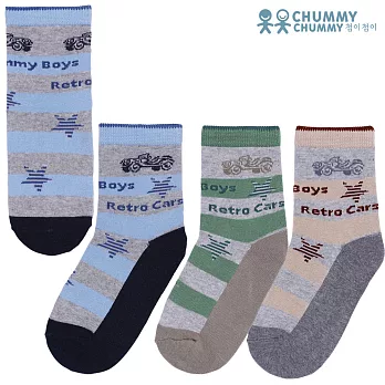 【CHUMMY CHUMMY】條紋復古車車襪-男(10雙組/盒 C3XBBMZA04)2(3Y-4Y)