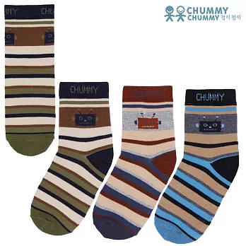 【CHUMMY CHUMMY】條紋機器人襪-男(10雙組/盒 C3XBBMZA07)2(3Y-4Y)