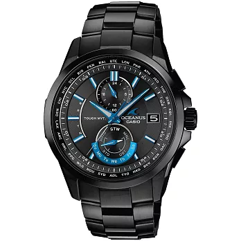 CASIO OCEANUS系列 烈日海洋鈦合金六局電波太陽能錶-黑