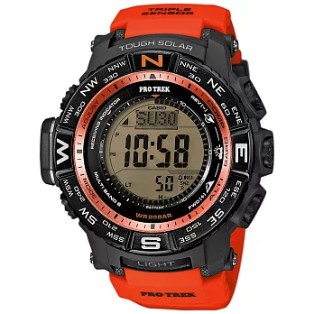 CASIO PRO TREK 系列 探索旅程六局電波太陽能錶-橘