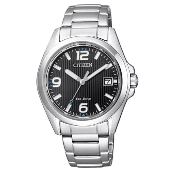 CITIZEN Eco-Drive 簡單生活風情光動能時尚鋼帶女性腕錶-黑-FE6030-52E