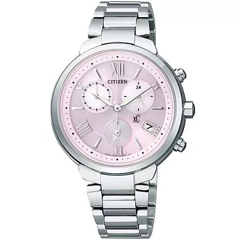 CITIZEN XC 真愛人生鈦金屬光動能計時腕錶-粉紅面-FB1330-55W