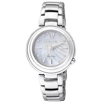 CITIZEN Eco-Drive 貝殼花瓣時尚優雅女性腕錶-銀-EM0331-52D