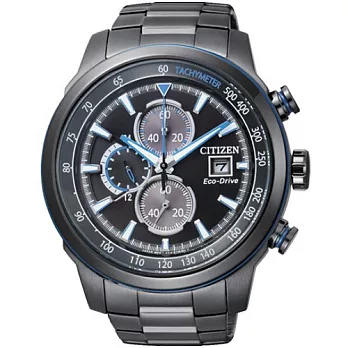 CITIZEN Eco-Drive 戰神旋風光動能計時優質腕錶-黑-CA0576-59E