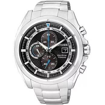 CITIZEN Eco-Drive 高傲戰士鈦金屬光動能時尚腕錶-黑面-CA0551-50E