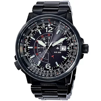 CITIZEN Eco-Drive 黑鷹飛官光動能時尚腕錶-黑-BJ7019-62E