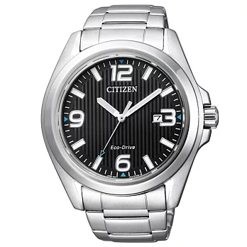 CITIZEN Eco-Drive 簡單生活風情光動能時尚鋼帶腕錶-黑-AW1430-51E