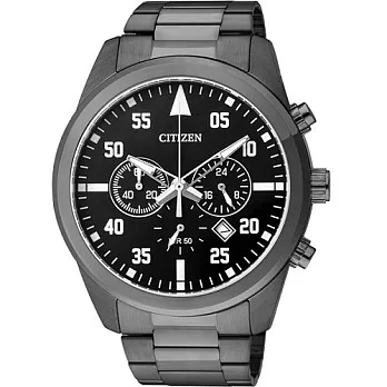 CITIZEN 新世紀帝國計時運動風腕錶-黑-AN8095-52E