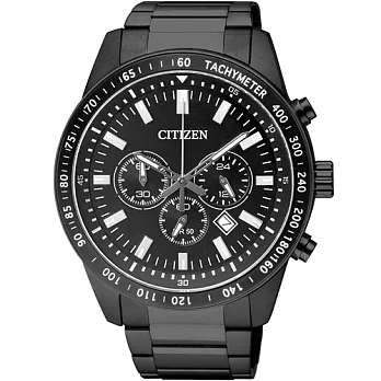 CITIZEN 黑衣俠客運動時尚男性腕錶-黑-AN8075-50E