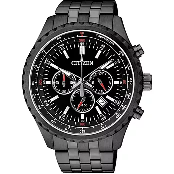 CITIZEN 悍將無敵三眼計時男性腕錶-黑-AN8065-53E