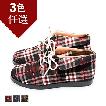 FUFA MIT 經典格紋綁帶鞋(FF12) - 共三色23.5紅格