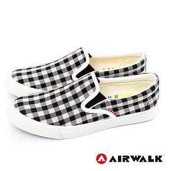 AIRWALK- 方格子 直套霸王帆布鞋6黑白