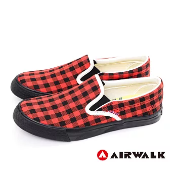 AIRWALK- 方格子 直套霸王帆布鞋6黑紅