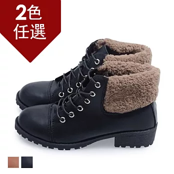 FUFA MIT 個性毛毛短靴(FA34) - 共兩色23黑