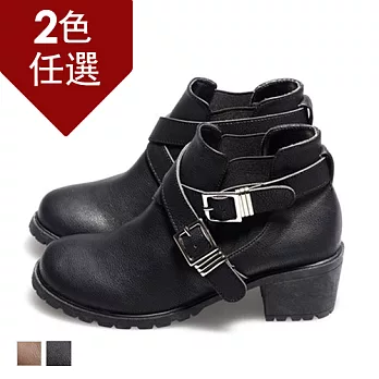 FUFA MIT 率性雙扣鬆緊靴(FL03) - 共兩色22.5黑