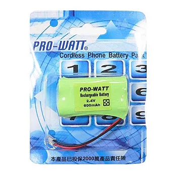 PRO-WATT P330萬用接頭 無線電話電池2.4V 600mah (尺寸:AA*2)