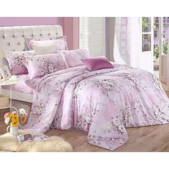 【法式寢飾花季】時尚典藏-加大100%天絲纖維鋪棉兩用被床包組(白色戀人(粉)6*6.2尺)