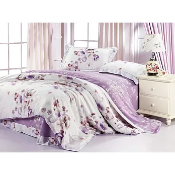 【法式寢飾花季】時尚典藏-加大100%天絲纖維鋪棉兩用被床包組(薔薇之戀6*6.2尺)