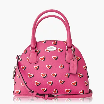 【COACH 多種背法】皮革 / 肩背 / 斜背兩用包(小款)_桃紅